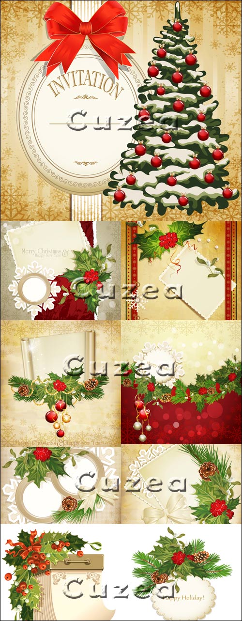 New Year's decor for greeting cards and invitations in a vector
