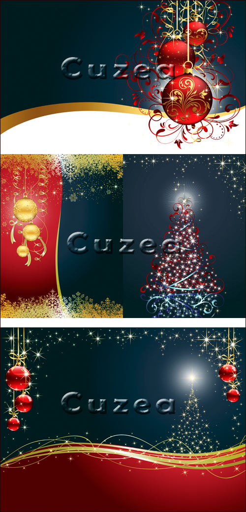 New Year's decor for festive cards in red-blue tone in a vector