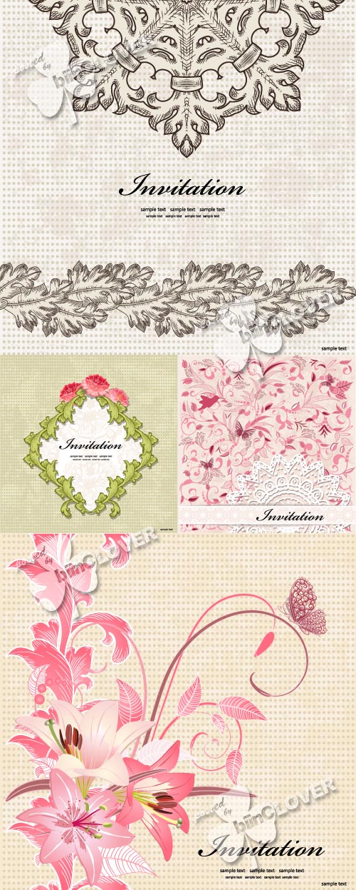 Invitation card with floral ornament 0353