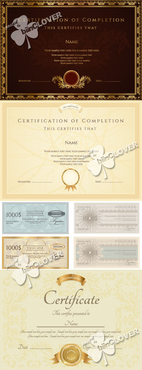 Template of certificate, diploma and coupon 0359