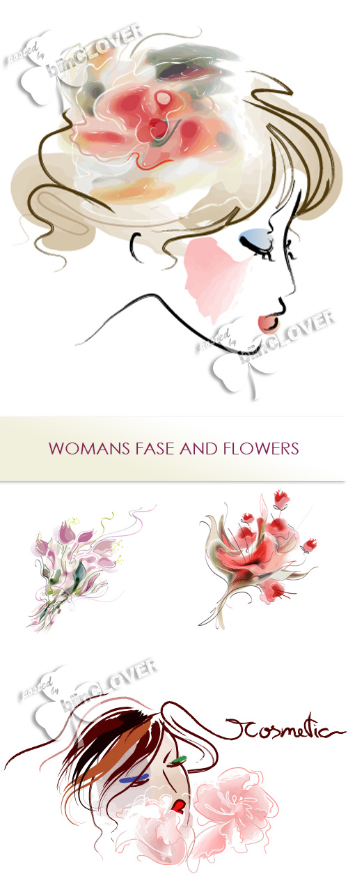 Womans face and flowers 0372