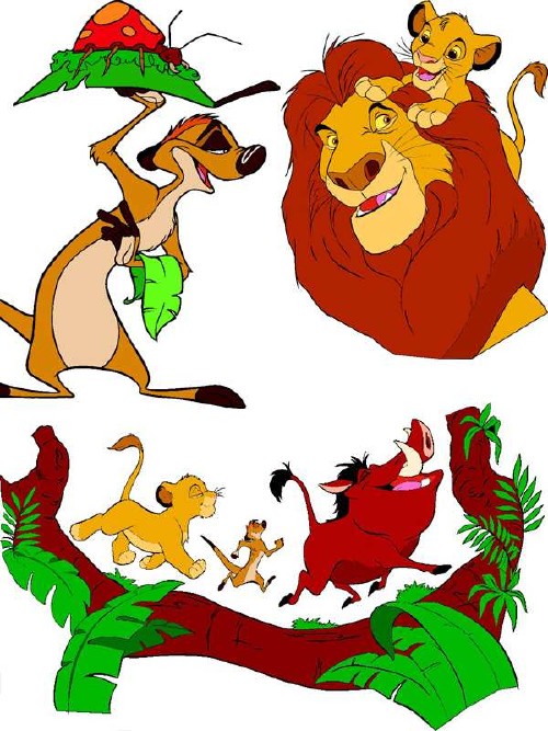 Персонажи мультфильма "Король Лев" в векторе