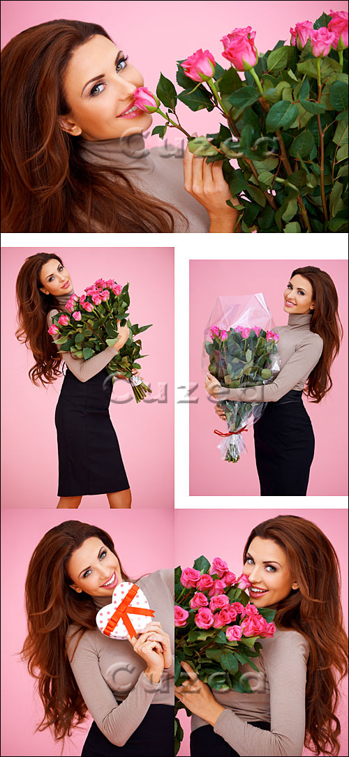   / Girl with beautiful roses - Stock photo