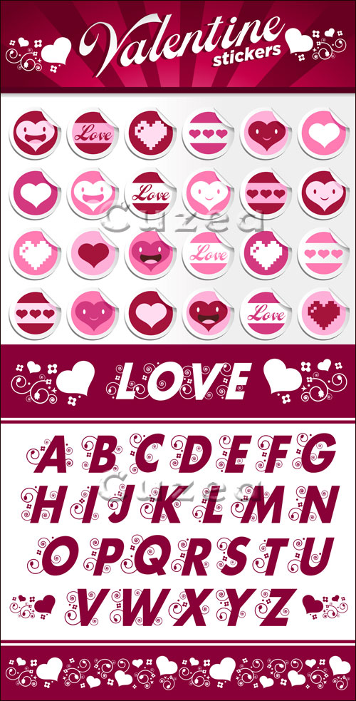        / Labels and the alphabet by Valentine's Day in a vector