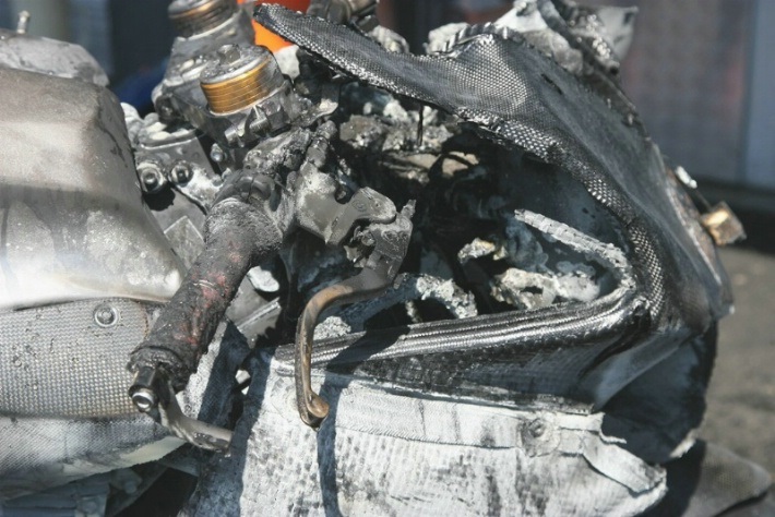 Сгоревший супербайк Ducati 1199 Panigale RS13