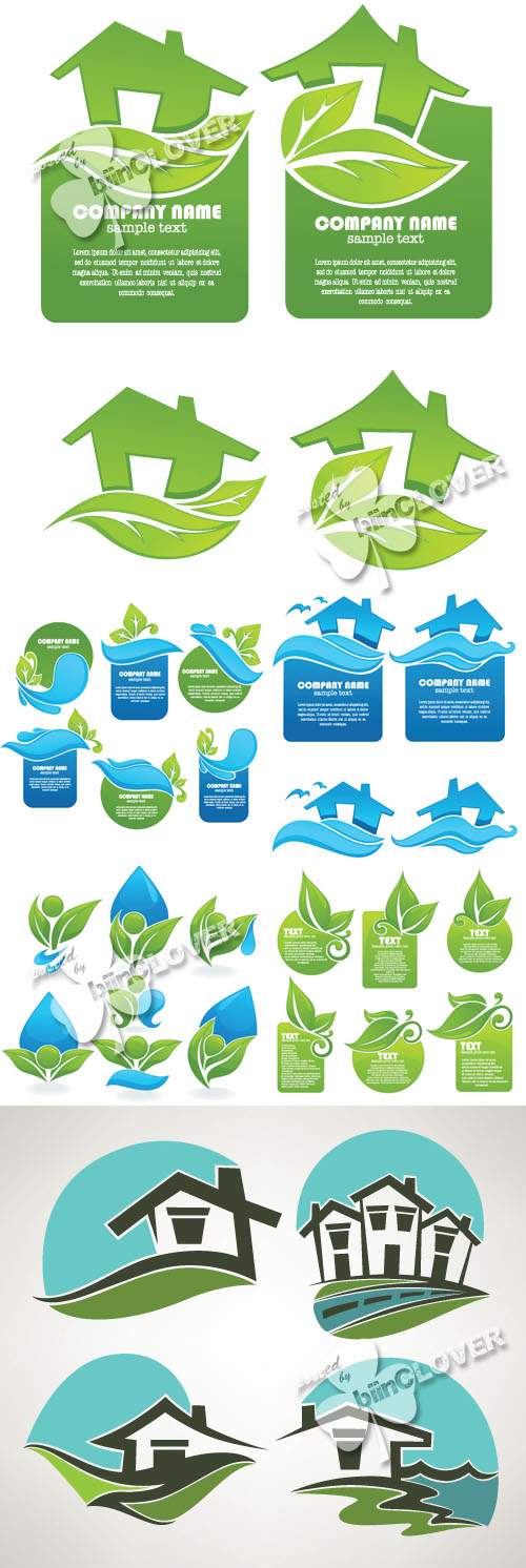 Set of ecological stickers and icons 0384