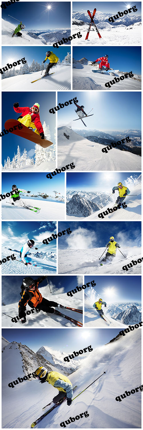 Stock Photos - Mountain Skiing and Snowboard