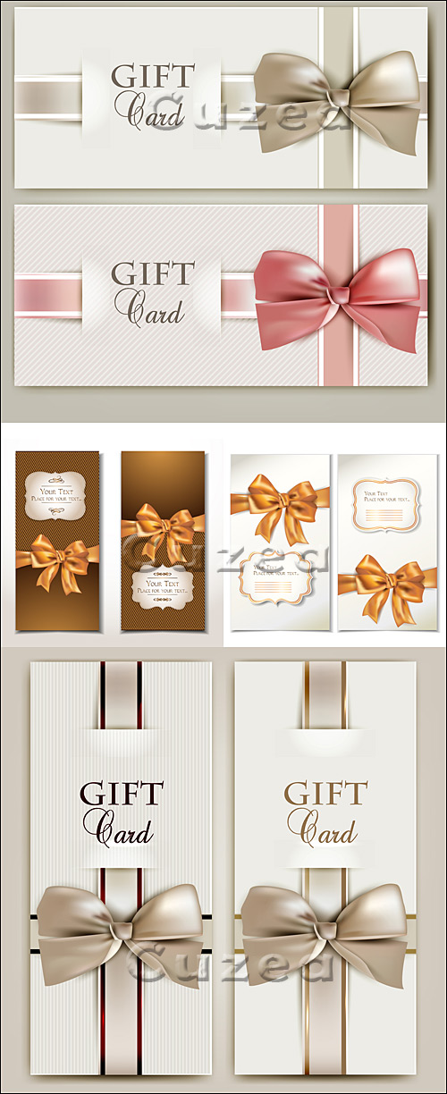      / Gift card with ribbon - vector stock