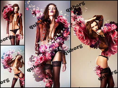Stock Photos - Erotic Flower Woman