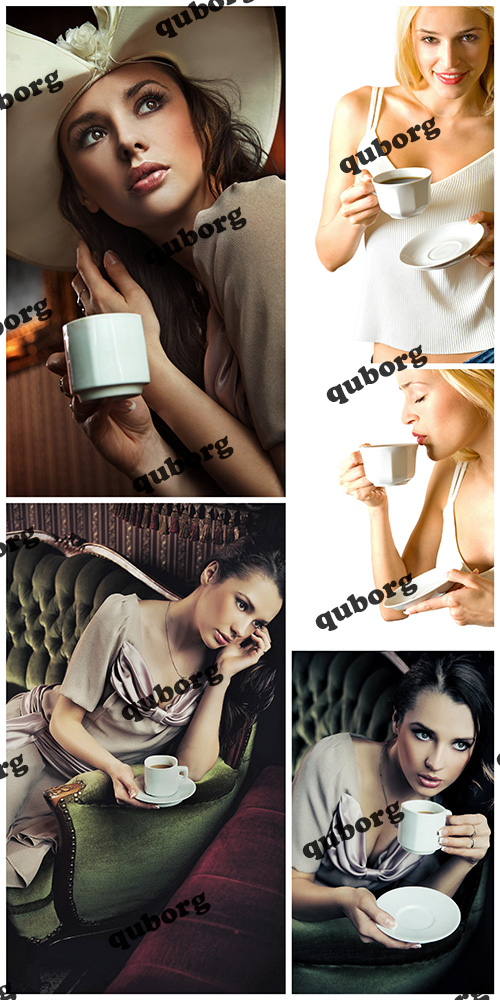 Stock Photos - Glamour Girl with a Cup of Goffee