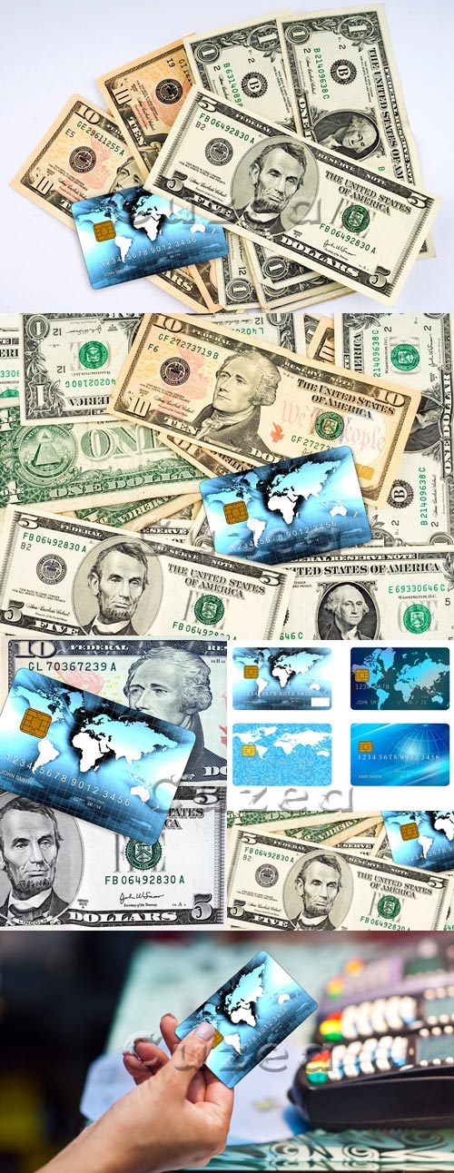    / USA dollars with credit card - stock photo