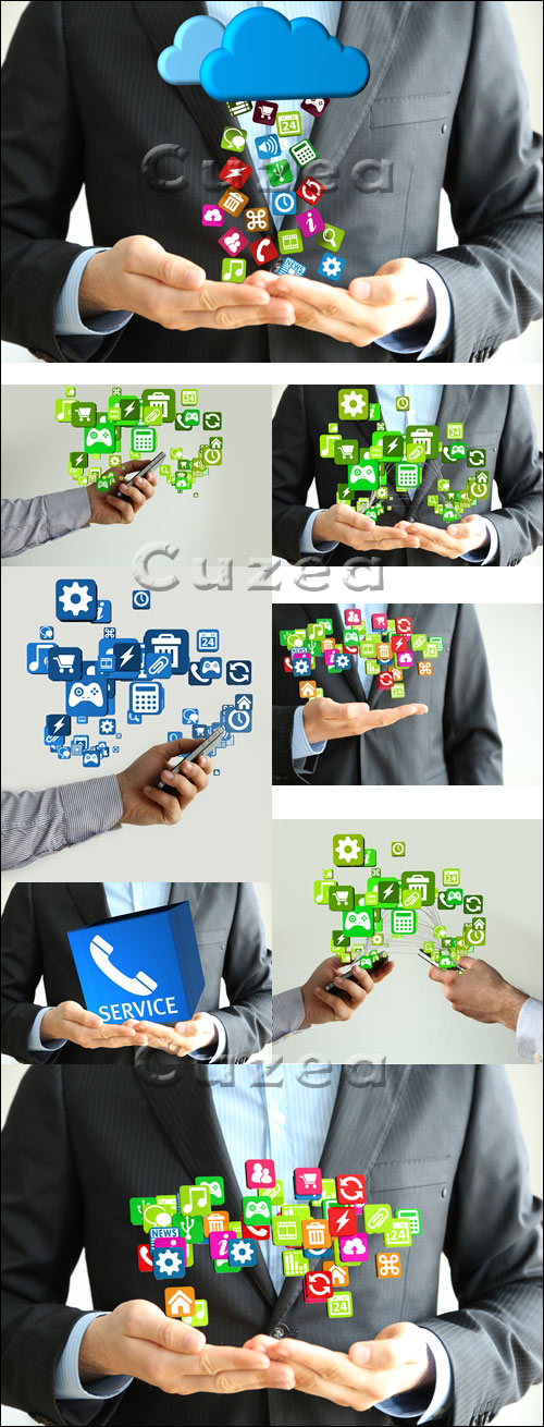    / Social icons and smartphone - Stock photo